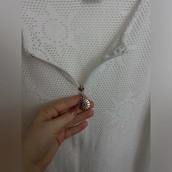 Beach Cabana women’s white cover up beach swim size large #1216 - Picture 5 of 6